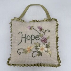 Vintage Hanging Embroidered Decorative Hope Floral Pillow